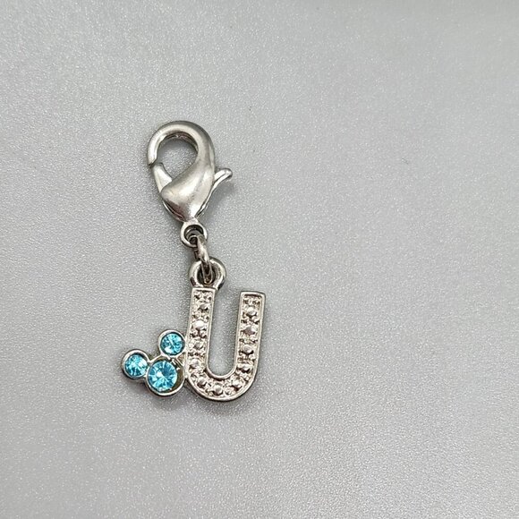 Disney "U" with blue crystal Mickey Mouse charm - Picture 1 of 2